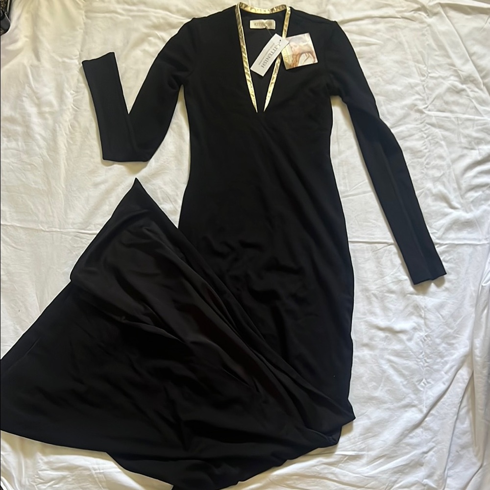 Kittenish Elegant Black Long Sleeve Dress. NWT